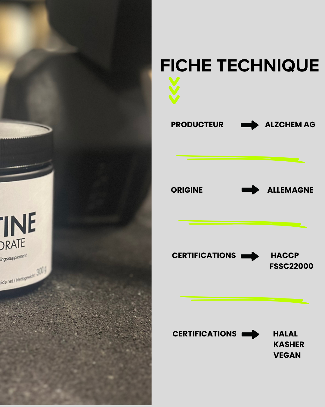 créatine spécificités page produit